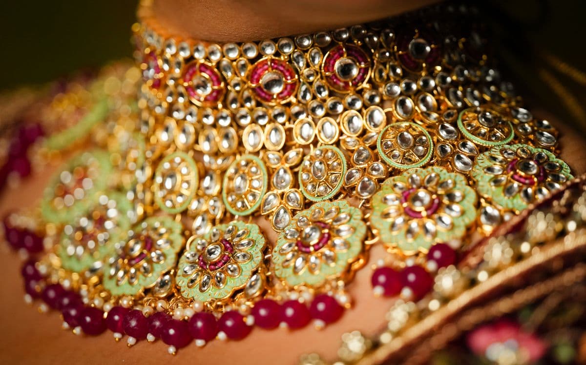 Meenakari and Polki necklace with ruby beads